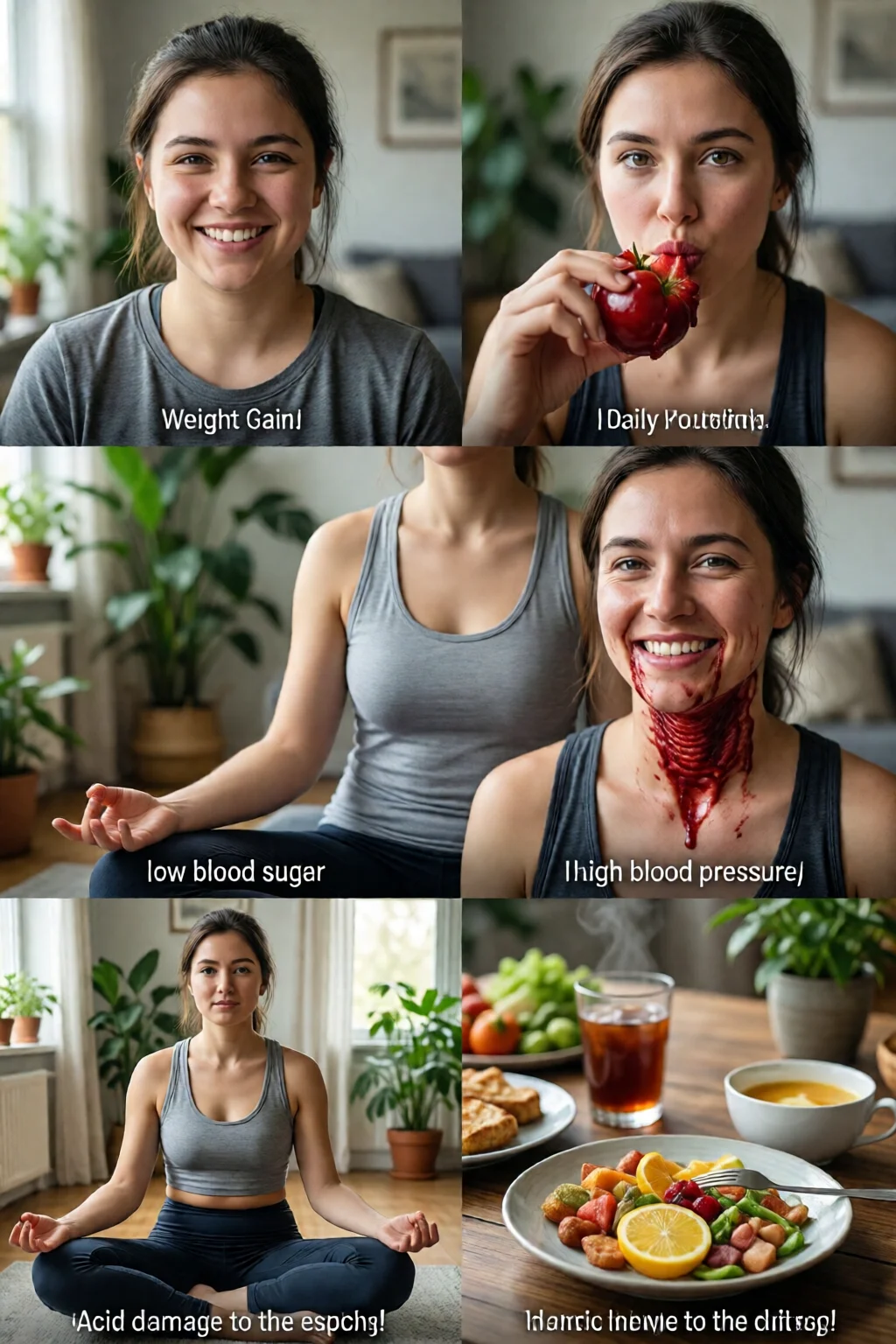 which of the following is a symptom of bulimia a weight gain b low blood sugar c high blood pressure d acid damage to the esophagus